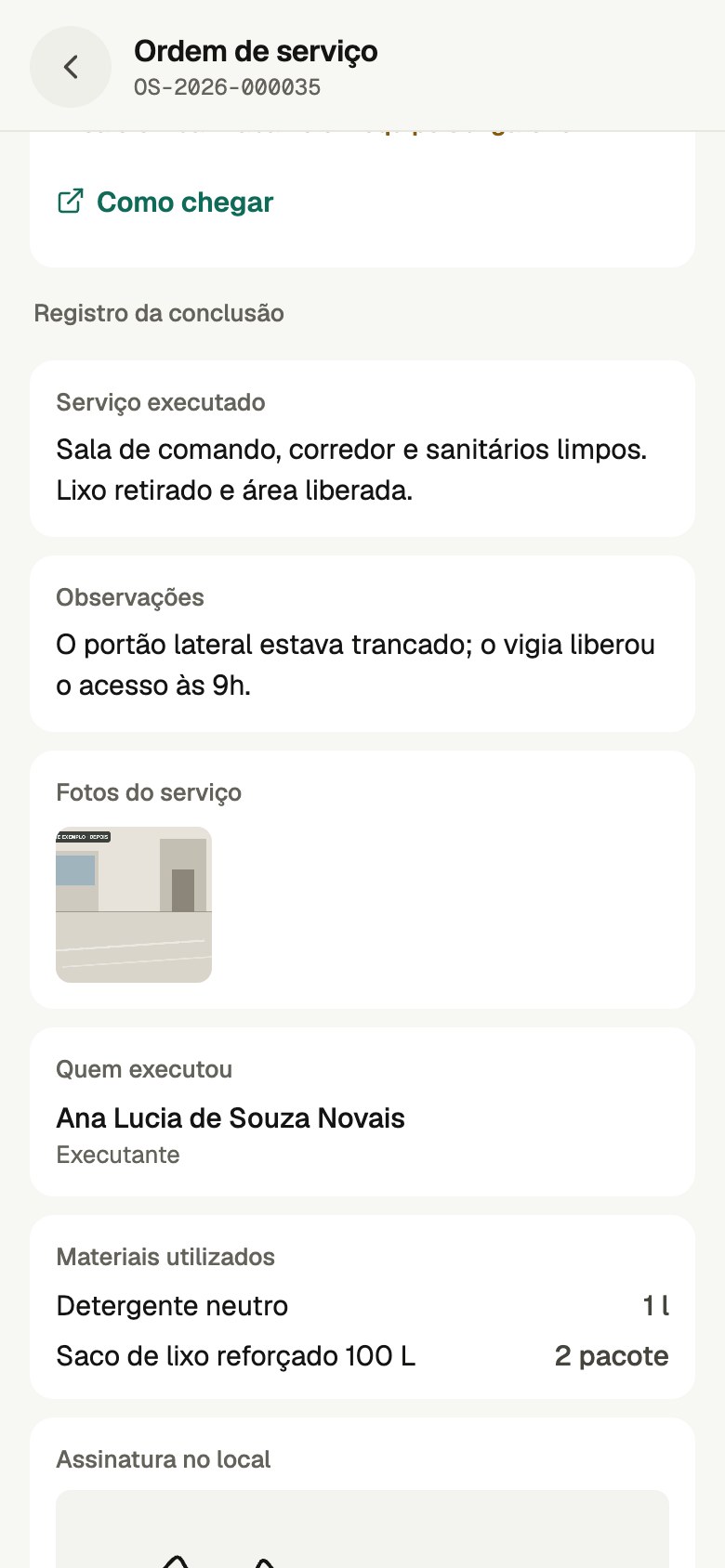 Registro da conclusão