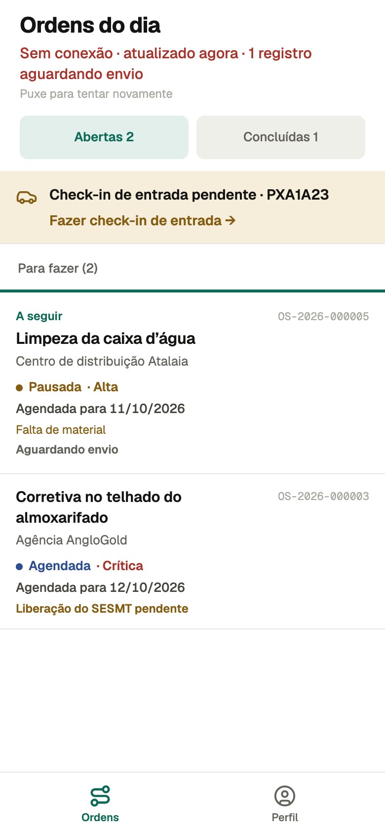 2. A lista informa o que aguarda envio