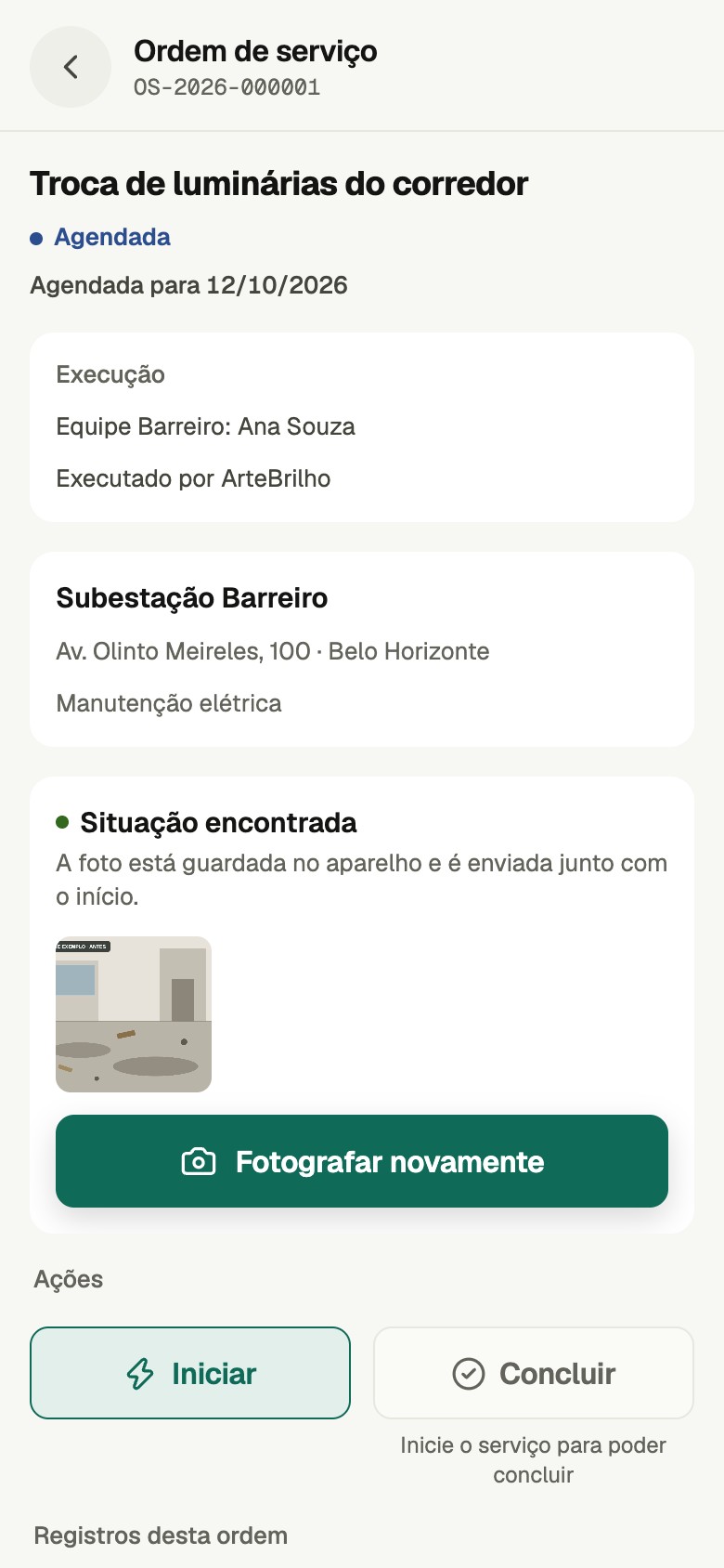 Foto da situação encontrada guardada