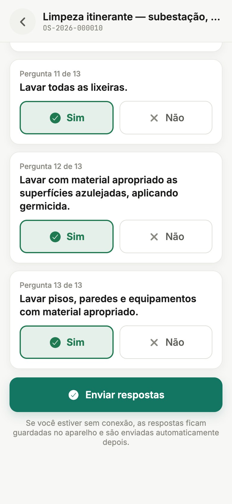 3. Respostas prontas para enviar