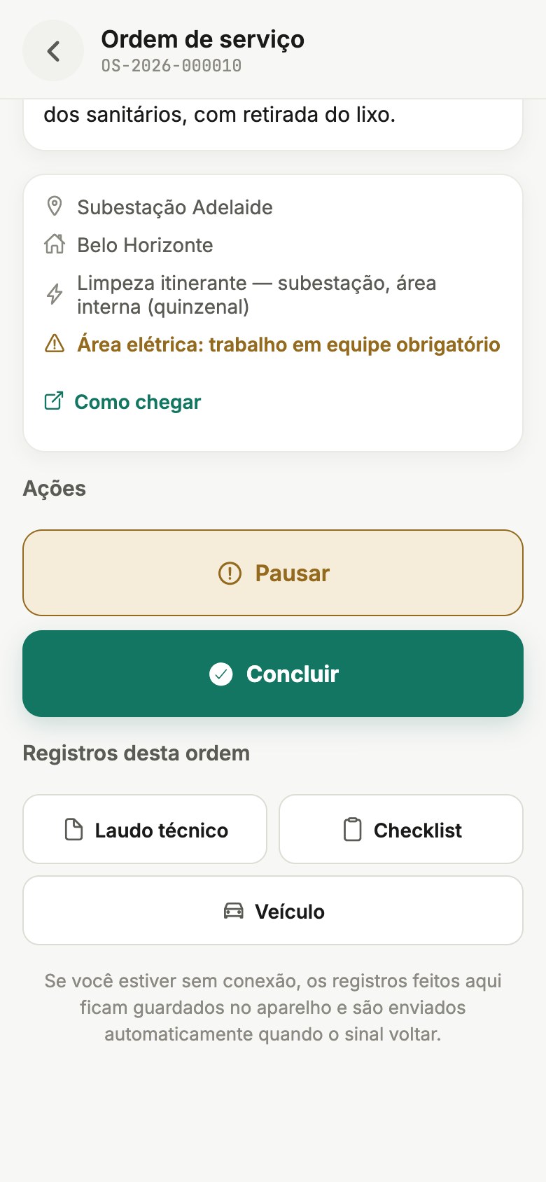1. Botão Checklist na ordem