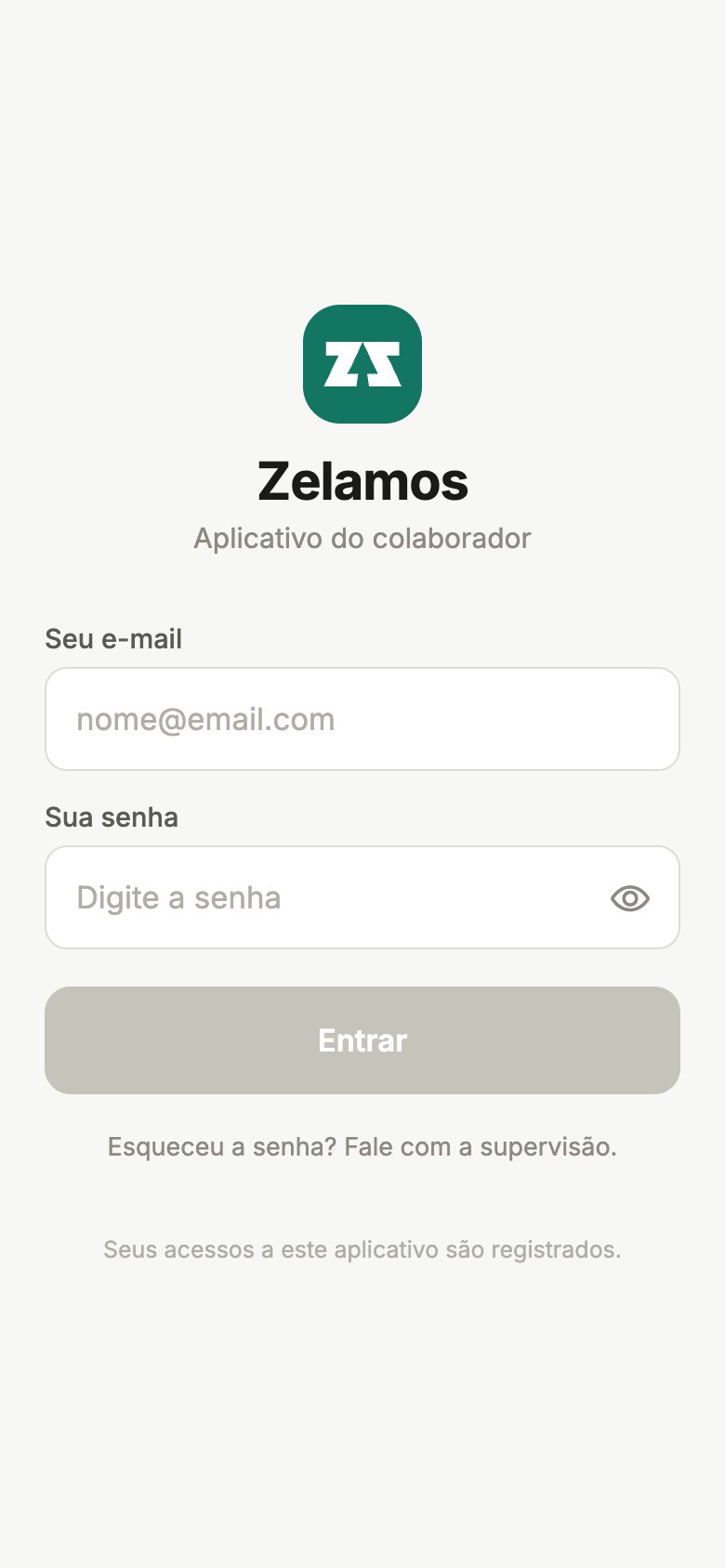 Tela de entrada